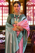 Flamingo Pink Kanjivaram Saree