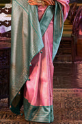 Flamingo Pink Kanjivaram Saree