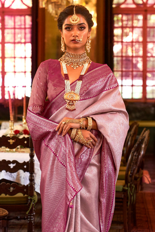 Rose Pink Kanjivaram Saree