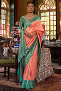 Coral Peach Kanjivaram Saree