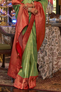 Slime Green Kanjivaram Saree