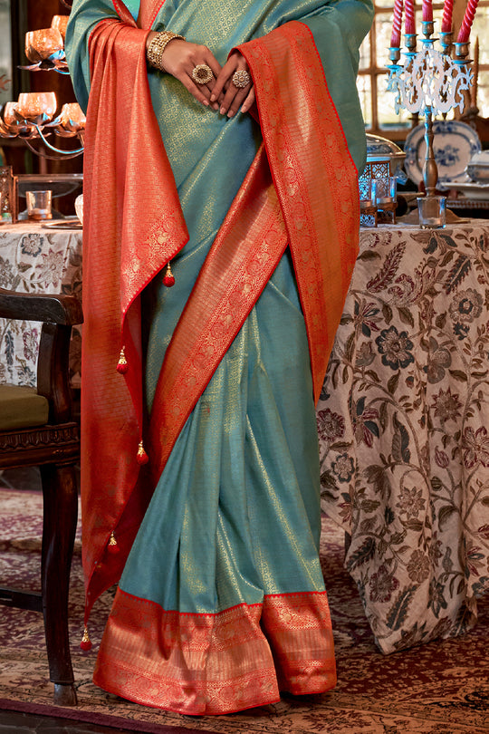 Sky Blue Kanjivaram Saree
