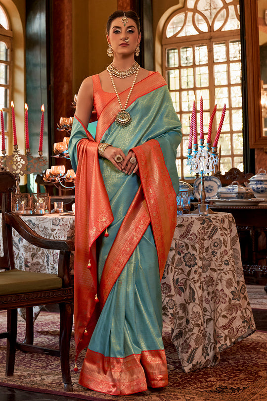 Sky Blue Kanjivaram Saree