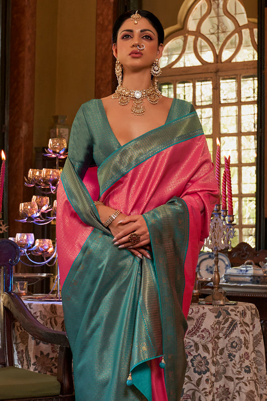Taffy Pink Kanjivaram Saree