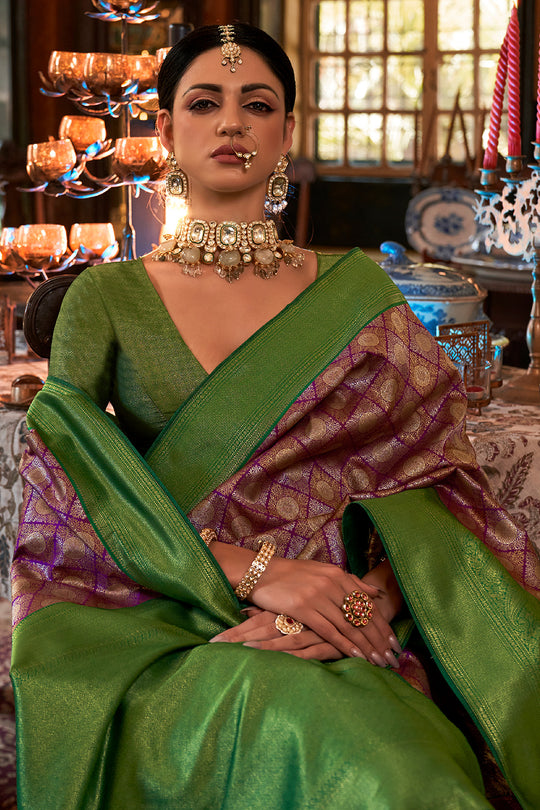 Berry Violet Kanjivaram Saree