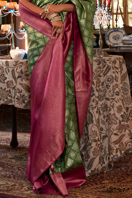 Forest Green Kanjivaram Saree