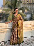 Green Banarasi Silk Blend Saree With Blouse Piece