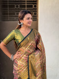 Green Banarasi Silk Blend Saree With Blouse Piece