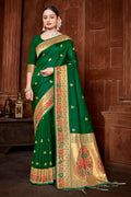 Green Paithani Silk Saree With Blouse Piece