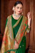 Green Paithani Silk Saree With Blouse Piece