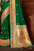 Green Paithani Silk Saree With Blouse Piece