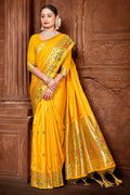 Mustard Paithani Silk Saree With Blouse Piece