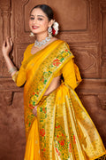 Mustard Paithani Silk Saree With Blouse Piece