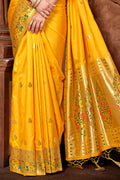 Mustard Paithani Silk Saree With Blouse Piece