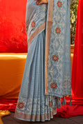 Flint Grey Linen Blend Saree