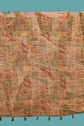 Beige And Brown Cotton Linen Digital Saree