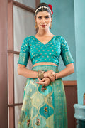 Sky Blue Cotton Linen Blend NeoJacquard Digital Elegance Saree