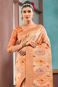 Bronze Cotton Linen NeoJacquard Digital Elegance Saree