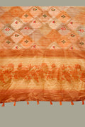 Bronze Cotton Linen Blend NeoJacquard Digital Elegance Saree
