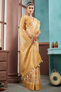 Beige Cotton Linen NeoJacquard Digital Elegance Saree