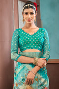 Rama Green Cotton Linen Blend NeoJacquard Digital Elegance Saree