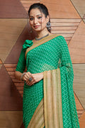 Forest Green Georgette Saree