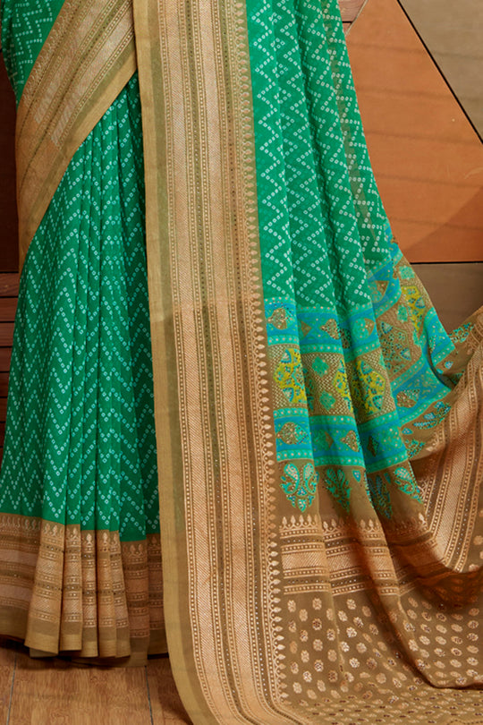 Forest Green Georgette Saree