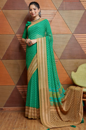 Forest Green Georgette Saree