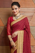 Cherry Red Georgette Saree