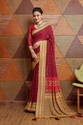 Cherry Red Georgette Saree