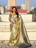 Yellow Silk Saree With Blouse Piece