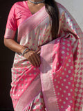 Pink Silk Saree With Blouse Piece