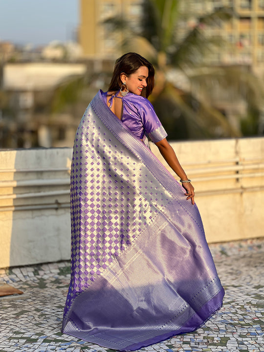 Jamun Silk Saree With Blouse Piece