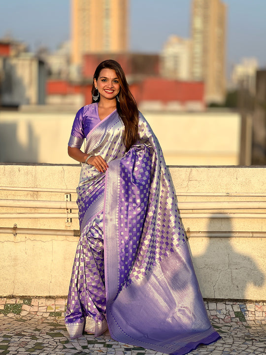 Jamun Silk Saree With Blouse Piece