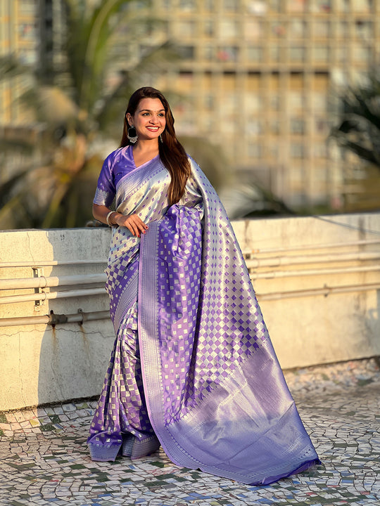 Jamun Silk Saree With Blouse Piece