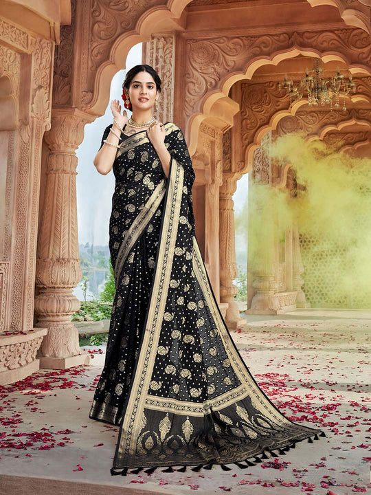 Georgette Banarasi Silk Saree With Blouse Piece