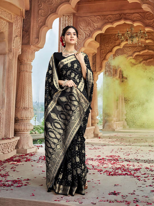 Georgette Banarasi Silk Saree With Blouse Piece