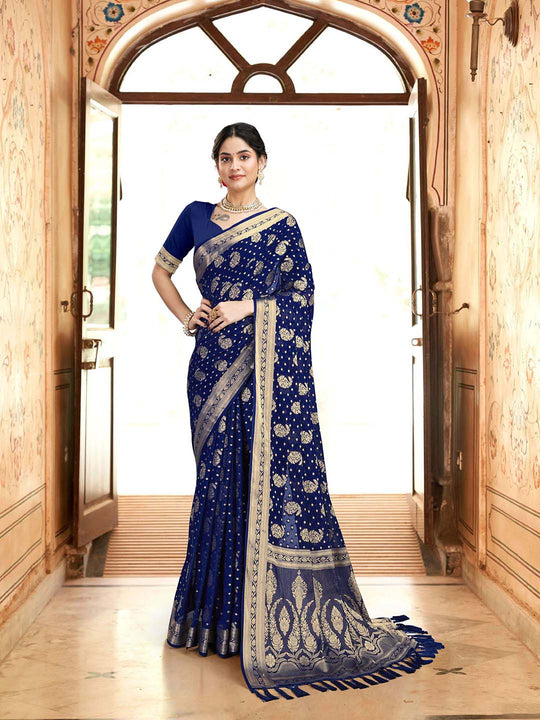 Georgette Banarasi Silk Saree With Blouse Piece