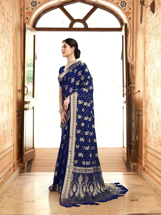 Georgette Banarasi Silk Saree With Blouse Piece