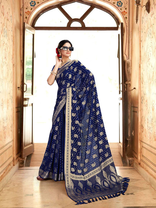 Georgette Banarasi Silk Saree With Blouse Piece