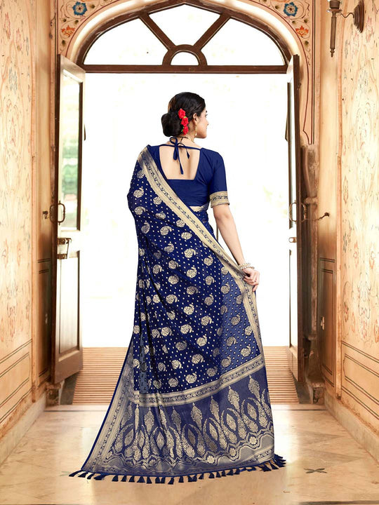 Georgette Banarasi Silk Saree With Blouse Piece