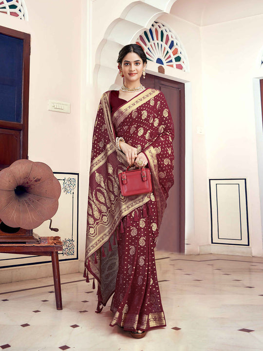 Georgette Banarasi Silk Saree With Blouse Piece