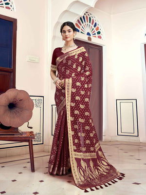 Georgette Banarasi Silk Saree With Blouse Piece