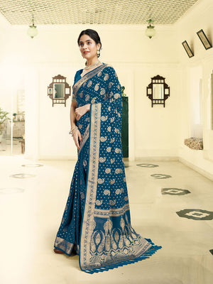 Georgette Banarasi Silk Saree With Blouse Piece