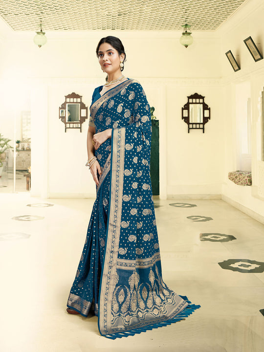 Georgette Banarasi Silk Saree With Blouse Piece