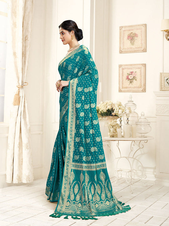 Georgette Banarasi Silk Saree With Blouse Piece