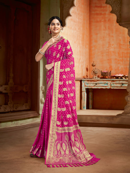 Georgette Banarasi Silk Saree With Blouse Piece