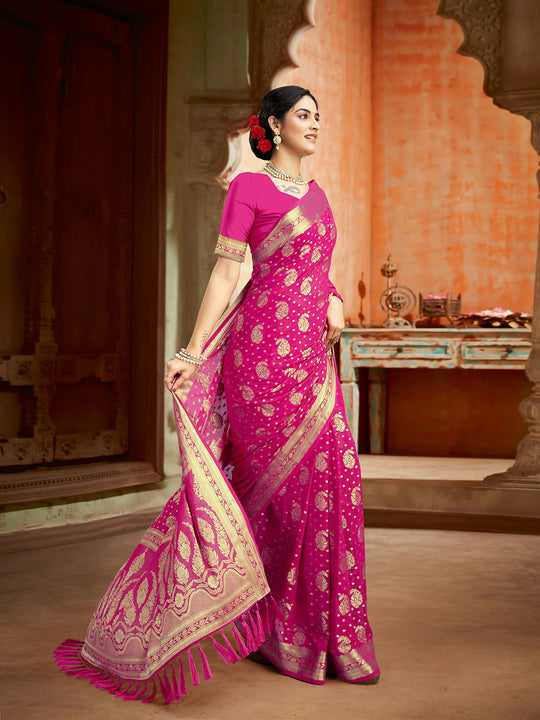 Georgette Banarasi Silk Saree With Blouse Piece