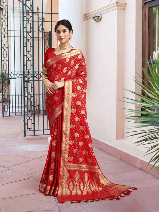Georgette Banarasi Silk Saree With Blouse Piece