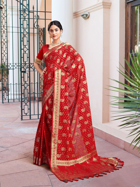 Georgette Banarasi Silk Saree With Blouse Piece